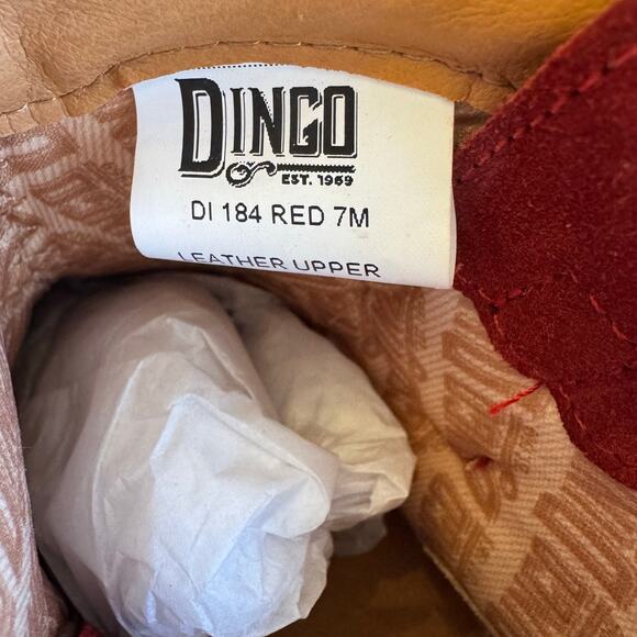 Dingo Red Ankle Boots with Bandana Detail - Picture 11 of 14